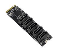Uinfhyknd M.2 NGFF PCIE B-Key Sata vers SATA 3.0 Carte D' 5 Ports Carte Adaptateur 6 Gbps de Puces JMB585 M.2 NVME vers SATA3.0