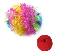 Uinfhyknd Nez de Clown Rouge en Mousse + Multi-Couleur Perruque de Clown pour Masquerade Deguisement Cosplay