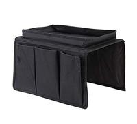Uinfhyknd Organiseur d'accoudoir de canapé avec 4 compartiments et support pour - Sac de rangement pour télévision à distance - Noir