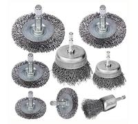 Uinfhyknd Set Brosses une Tasse avec 8 Pièces Ensemble Brosses Tasse avec Tige Hexagonale 1/4 Pouce Roue Acier un Sertissage Grossolan pour Enlèvement Rouille