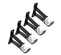 Uinfhyknd Supports de tige de rideau individuel de 4 paquets pour tiges de rideau en alliage d'aluminium supports de tige de rideau lourds (Noir)