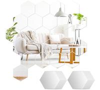 uinnossvc Lot de 24 autocollants muraux hexagonaux avec miroir