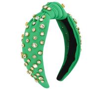 Uintoon Serre-tête noué vert pour femme avec strass en cristal scintillant - Accessoires de cheveux pour femmes et filles - Large nœud supérieur antidérapant pour femme