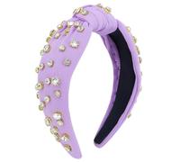Uintoon Serre-tête noué violet pour femme avec strass en cristal scintillant - Accessoires de cheveux pour femmes et filles - Large nœud supérieur antidérapant pour femme