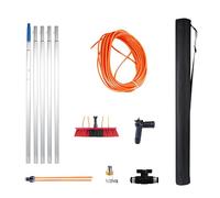 UIOEEJY Perche Télescopique Nettoyage 5 à 7 m, Brosse telescopique toiture, Télescopique Brosse avec Conduites d'eau et balais pour Fenêtres Hautes Intérieure et Les Panneaux solaires (5m)