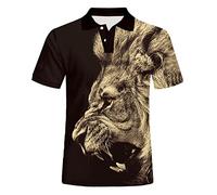 UIOKLMJH Polo d'été à manches courtes avec imprimé lion 3D - Style hip-hop - Doré, lion, XXXXXL