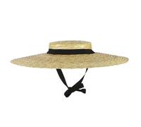 UIONBUN Chapeau de Paille à Large Bord for Femme - Chapeau de canotier tissé Respirant avec mentonnière et Design Souple Vintage