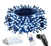 UIONVO Guirlande Lumineuse Sapin de Noel - à Pile Rechargeable USB 20M 200 LED Télécommande Imperméable Exterieure Intérieure Blanc Froid Lumieres pour Christmas Chambre Jardin Arbre Mariage Fête