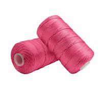 Uiopa 2 Pièces Fil Macramé 1,5mm x 200m, Fil de Crochet en Nylon Corde Fine pour Crochet et Tricot, Corde Macramé Rose Rouge pour Bricolage, Décoration, Emballage Cadeau, Artisanat