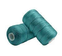 Uiopa 2 Pièces Fil Macramé 1,5mm x 200m, Fil de Crochet en Nylon Corde Fine pour Crochet et Tricot, Corde Macramé Bleu Paon Clair pour Bricolage, Décoration, Emballage Cadeau, Artisanat