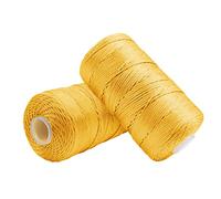 Uiopa 2 Pièces Fil Macramé 1,5mm x 200m, Fil de Crochet en Nylon Corde Fine pour Crochet et Tricot, Corde Macramé Doré pour Bricolage, Décoration, Emballage Cadeau, Artisanat
