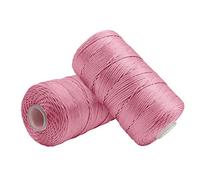 Uiopa 2 Pièces Fil Macramé 1,5mm x 200m, Fil de Crochet en Nylon Corde Fine pour Crochet et Tricot, Corde Macramé Rose pour Bricolage, Décoration, Emballage Cadeau, Artisanat