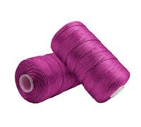 Uiopa 2 Pièces Fil Macramé 1,5mm x 200m, Fil de Crochet en Nylon Corde Fine pour Crochet et Tricot, Corde Macramé Fuchsia pour Bricolage, Décoration, Emballage Cadeau, Artisanat