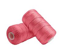 Uiopa 2 Pièces Fil Macramé 1,5mm x 200m, Fil de Crochet en Nylon Corde Fine pour Crochet et Tricot, Corde Macramé Pastèque Rouge pour Bricolage, Décoration, Emballage Cadeau, Artisanat