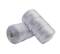 Uiopa 2 Pièces Fil Macramé 1,5mm x 200m, Fil de Crochet en Nylon Corde Fine pour Crochet et Tricot, Corde Macramé Gris Clair pour Bricolage, Décoration, Emballage Cadeau, Artisanat