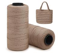 Uiopa 2 Pièces Fil pour Crochet, Fil Macramé 2mm x 160m Plat Ficelle Corde en Polyester pour Sac au Crochet, Paniers, Décoration, Bricolage, Artisanat