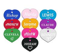 Uiopa 2 Pièces Médaille Chien Gravée Personnalisable, Médaille Chien Personnalisé en Alliage d'Aluminium, Pendentif pour Collier Chien Chat, Médaillons d'Identifications Personnalisé (Cœur)