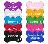 Uiopa 2 Pièces Médaille Chien Gravée Personnalisable, Médaille Chien Personnalisé en Alliage d'Aluminium, Pendentif pour Collier Chien Chat, Médaillons d'Identifications Personnalisé (Os)