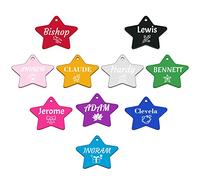 Uiopa 2 Pièces Médaille Chien Gravée Personnalisable, Médaille Chien Personnalisé en Alliage d'Aluminium, Pendentif pour Collier Chien Chat, Médaillons d'Identifications Personnalisé (Étoile)