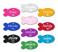 Uiopa 2 Pièces Médaille Chien Gravée Personnalisable, Médaille Chien Personnalisé en Alliage d'Aluminium, Pendentif pour Collier Chien Chat, Médaillons d'Identifications Personnalisé (Poisson)