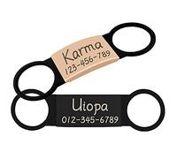 Uiopa 2pcs Medaille Chien avec Gravure, Acier Inoxydable Medaille Chat avec Gravure Medaillon Chien Personnalisé, Médaille D’Identification Coulissante pour Collier Chien et Chat (Noir & Or rose, S)