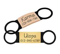 Uiopa 2pcs Medaille Chien avec Gravure, Acier Inoxydable Medaille Chat avec Gravure Medaillon Chien Personnalisé, Médaille D’Identification Coulissante pour Collier Chien et Chat (Doré & Or rose, S)