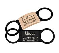 Uiopa 2pcs Medaille Chien avec Gravure, Acier Inoxydable Medaille Chat avec Gravure Medaillon Chien Personnalisé, Médaille D’Identification Coulissante pour Collier Chien et Chat (Noir & Or rose, L)
