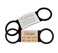 Uiopa 2pcs Medaille Chien avec Gravure, Acier Inoxydable Medaille Chat, Médaillon Personnalisé, Identification Coulissante pour Collier (Argent & Or rose, L)