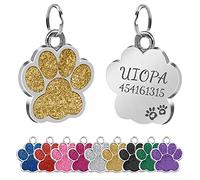 Uiopa 2pcs Medaille Chien avec Gravure, Patte en Medaille Chat Avec Gravure Medaillon Chien Personnalisé Médaille Chien Gravée, Étiquettes D'Identification pour Colliers Chiens et Chats (Doré)