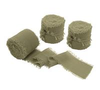 Uiopa 3 Rouleaux Mousseline de Soie, Ruban Olive Verte 38mm x 6,4m pour Cadeau Emballage, Bouquet Mariée et Décoratif Arc pour Décoration et Bricolage