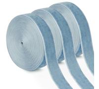 Uiopa 3 Rouleaux Ruban Bleu Clair en Velours 15mm x 4,5m Ruban Cadeau Emballage Ribbon Tissu Décoratif pour Mariage, Invitations, Couronnes, Fête, Artisanat