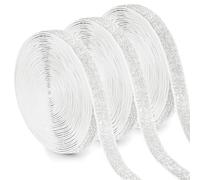 Uiopa 3 Rouleaux Ruban Brillant Blanc en Velours 10mm x 4,5m Ruban Cadeau Emballage Ribbon Tissu Décoratif pour Mariage, Invitations, Couronnes, Fête, Artisanat