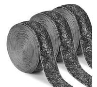 Uiopa 3 Rouleaux Ruban Brillant Noir en Velours 25mm x 4,5m Ruban Cadeau Emballage Ribbon Tissu Décoratif pour Mariage, Invitations, Couronnes, Fête, Artisanat
