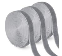 Uiopa 3 Rouleaux Ruban Gris Clair en Velours 10mm x 4,5m Ruban Cadeau Emballage Ribbon Tissu Décoratif pour Mariage, Invitations, Couronnes, Fête, Artisanat