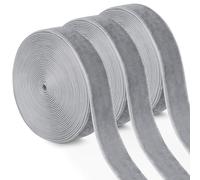 Uiopa 3 Rouleaux Ruban Gris Clair en Velours 20mm x 4,5m Ruban Cadeau Emballage Ribbon Tissu Décoratif pour Mariage, Invitations, Couronnes, Fête, Artisanat