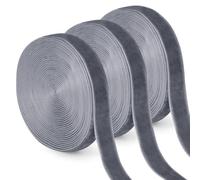 Uiopa 3 Rouleaux Ruban Gris Foncé en Velours 10mm x 4,5m Ruban Cadeau Emballage Ribbon Tissu Décoratif pour Mariage, Invitations, Couronnes, Fête, Artisanat