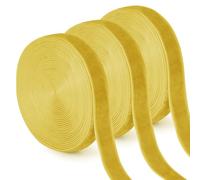 Uiopa 3 Rouleaux Ruban Jaune en Velours 10mm x 4,5m Ruban Cadeau Emballage Ribbon Tissu Décoratif pour Mariage, Invitations, Couronnes, Fête, Artisanat
