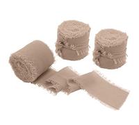 Uiopa 3 Rouleaux Ruban Mousseline de Soie, 38mm x 6,4m Ruban Brun Cadeau Emballage, Ruban Bouquet Mariée Ruban Décoratif Arc pour Décoration et Bricolage