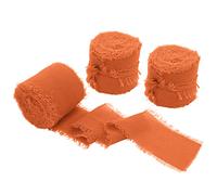 Uiopa 3 Rouleaux Ruban Mousseline de Soie, 38mm x 6,4m Ruban Orange Cadeau Emballage, Ruban Bouquet Mariée Ruban Décoratif Arc pour Décoration et Bricolage