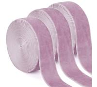 Uiopa 3 Rouleaux Ruban Rose en Velours 25mm x 4,5m Ruban Cadeau Emballage Ribbon Tissu Décoratif pour Mariage, Invitations, Couronnes, Fête, Artisanat
