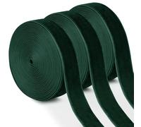 Uiopa 3 Rouleaux Ruban Vert Foncé en Velours 15mm x 4,5m Ruban Cadeau Emballage Ribbon Tissu Décoratif pour Mariage, Invitations, Couronnes, Fête, Artisanat