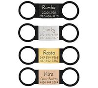 Uiopa 4pcs Medaille Chien avec Gravure, Noir/Argent/Or rose/Or Chat pour Gravée Personnalisé, Étiquettes D'identification Medaillon Collier Chiens et Chats, S, L