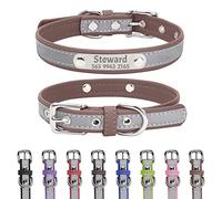 Uiopa Collier Chien Personnalisé avec Étiquette d'Identification en Acier Inoxydable Nom et Numéro de Téléphone Gravés Collier Réfléchissant pour Chien Réglable pour Petit Moyen Grande Chiens