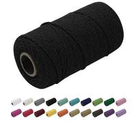 Uiopa Corde Macramé 1.5mm x 100m, Fil Macramé Coton Corde Coton Naturelle, Ficelle Cordon Macramé Cordelette 1.5mm pour Tenture Murale, Porte Plante Mural, Rideau, Décoration Bohème (Noir)