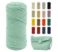 Uiopa Corde Macramé, 2mm x 140m Cordon Coton Polyester Fil de Macramé Ficelle Corde, Fil de Coton pour Panier au Crochet, Sac en Crochet, Tentures Murales, Tressée DIY (Vert Matcha)