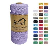 Uiopa Corde Macramé 2mm x 200m, Ficelle Macramé 3-Ply Corde Coton, Fil Macramé de Tressée DIY pour Cintres de Plantes Tentures Murales Jardinage Décoration Bohème (Violet Clair)