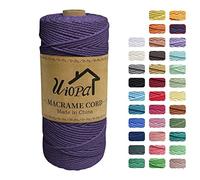 Uiopa Corde Macramé 2mm x 200m, Ficelle Macramé 3-Ply Corde Coton, Fil Macramé de Tressée DIY pour Cintres de Plantes Tentures Murales Jardinage Décoration Bohème (Violet Foncé)