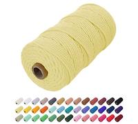 Uiopa Corde Macramé 2mm x 200m, Fil Macramé Coton Corde Coton Naturelle, Ficelle Cordon Macramé Cordelette 2mm pour Tenture Murale, Porte Plante Mural, Rideau, Décoration Bohème (Jaune Clair)