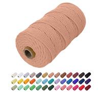 Uiopa Corde Macramé 2mm x 200m, Fil Macramé Coton Corde Coton Naturelle, Ficelle Cordon Macramé Cordelette 2mm pour Tenture Murale, Porte Plante Mural, Rideau, Décoration Bohème (Rouge Brique)