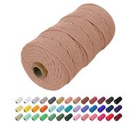 Uiopa Corde Macramé 2mm x 200m, Fil Macramé Coton Corde Coton Naturelle, Ficelle Cordon Macramé Cordelette 2mm pour Tenture Murale, Porte Plante Mural, Rideau, Décoration Bohème (Abricot)